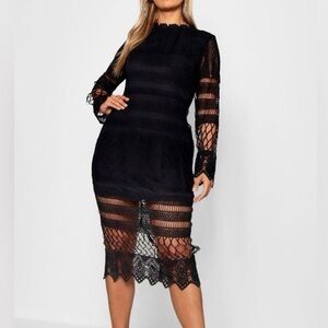 Boohoo Elegant Black Lace Dress